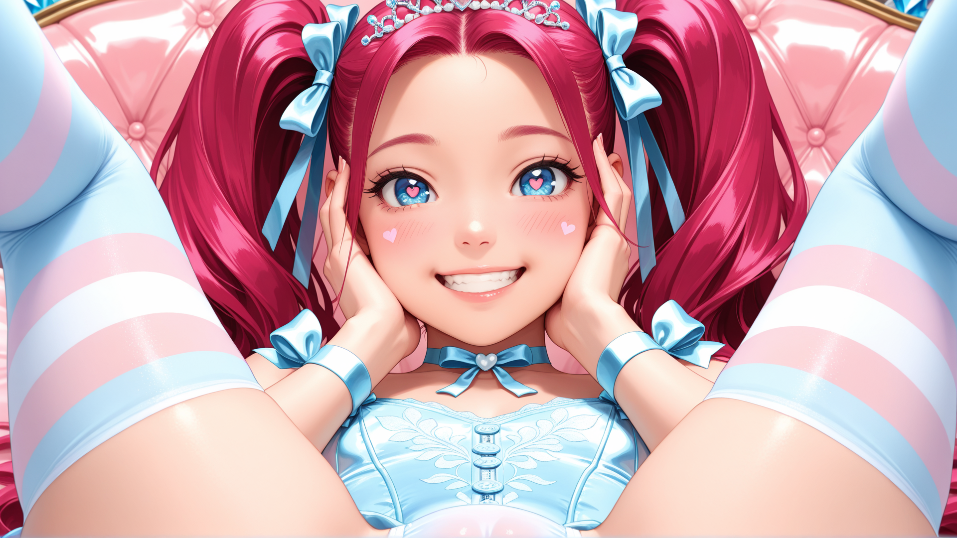 AI generated wallpaper featuring girl, anime, princess, ponytail, bow