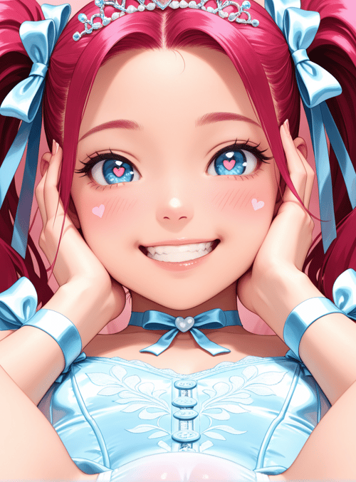 girl, anime, princess, ponytail, bow