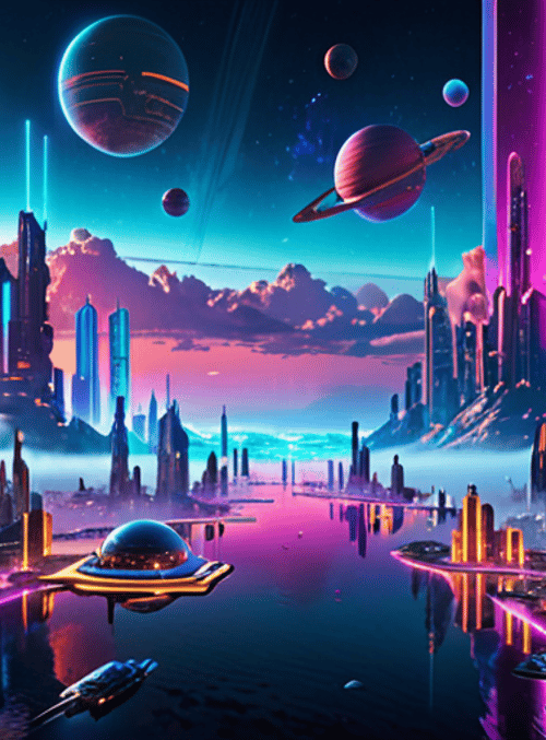 cityscape, space, flying car