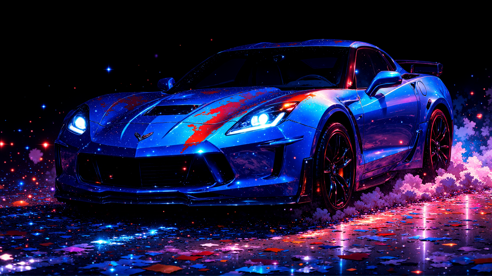 AI generated wallpaper featuring car, sports car, chevrolet