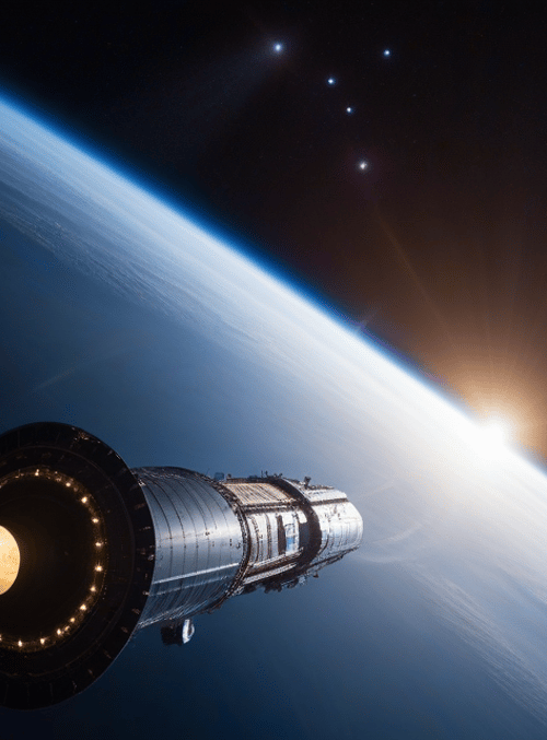 space station, earth, sun