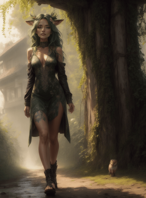 elf, woman, owl