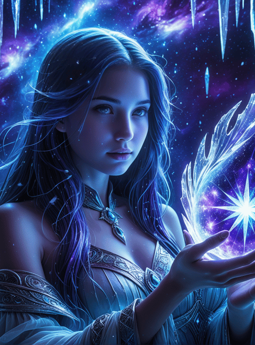 woman, crystal, ice
