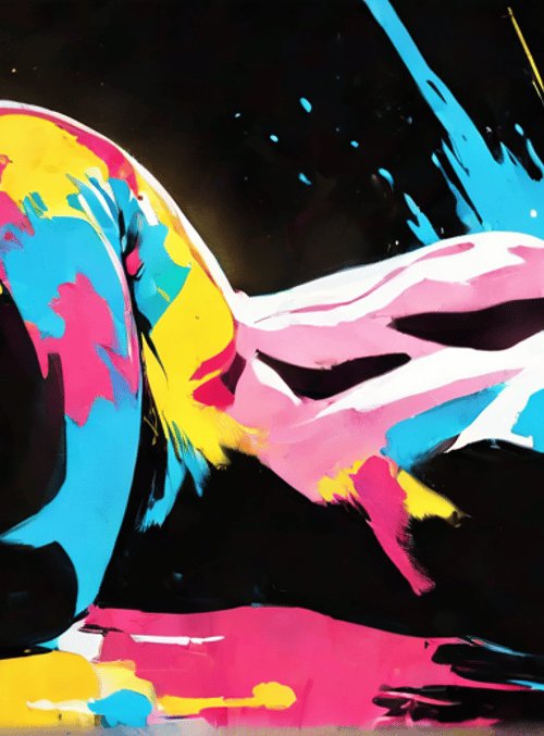 woman, paint, splash, silhouette, figure, art