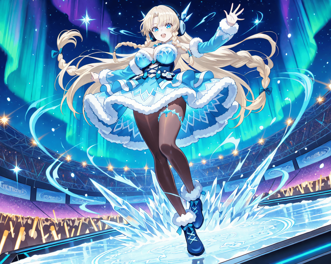 AI generated wallpaper featuring anime girl, singer, festival