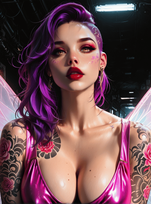 woman, fairy, tattoo, poster, wing