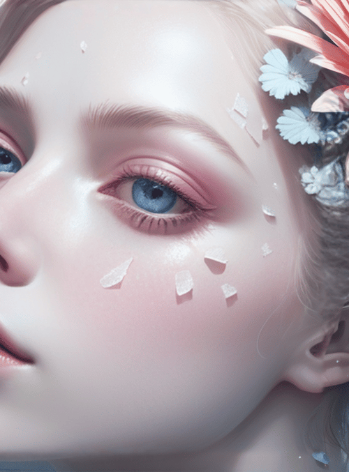 woman, flowers, crystals