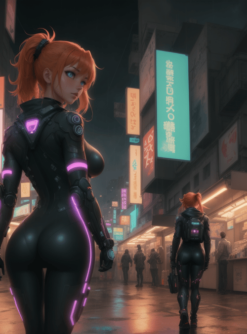 cyborg, female, street