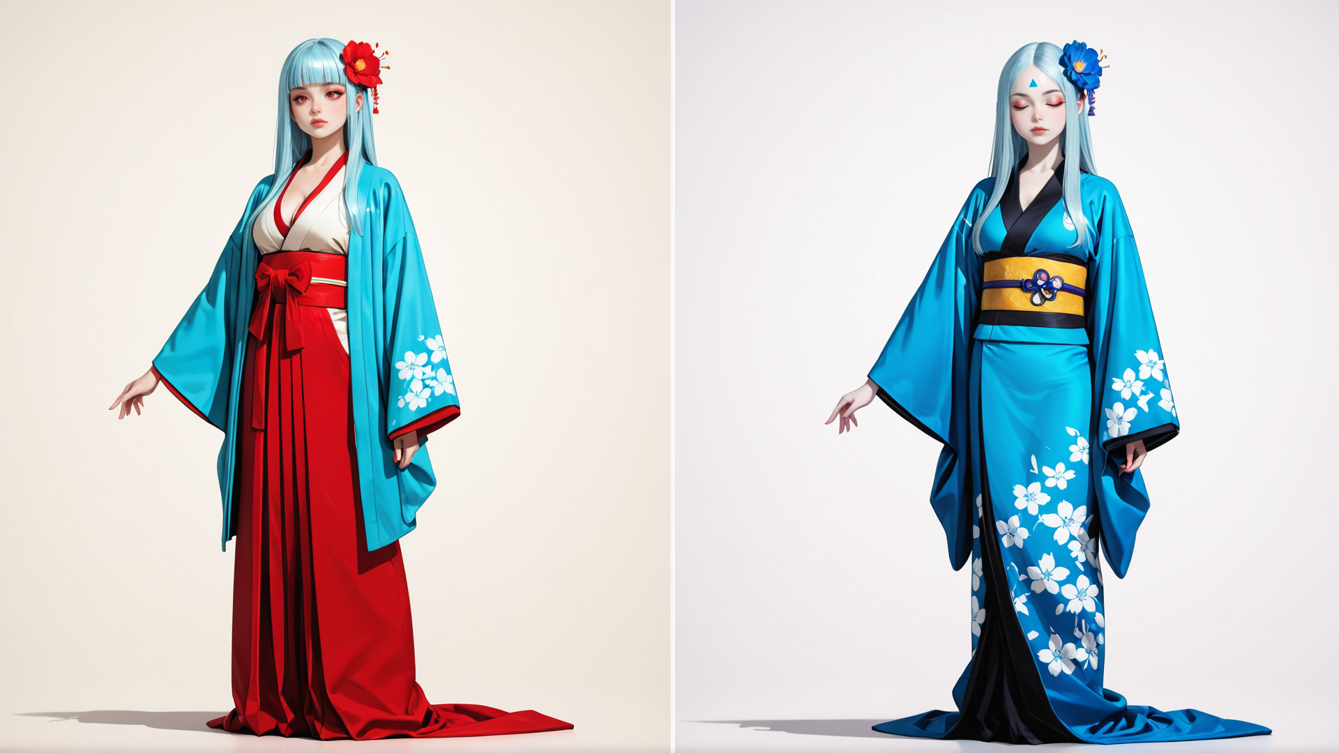 AI generated wallpaper featuring woman, kimono, character, figure