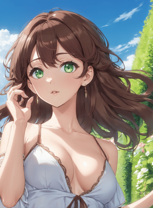 girl, flower, tree