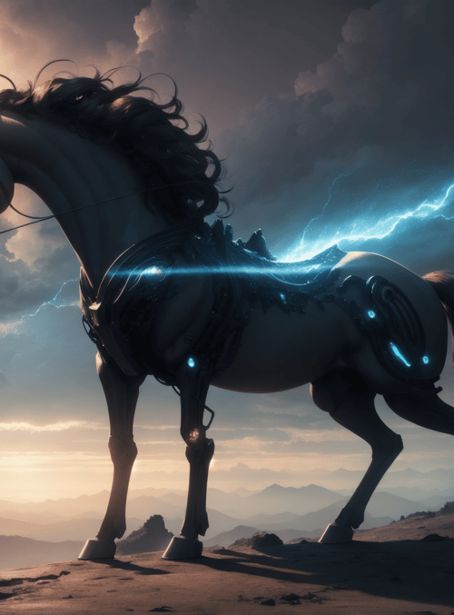 unicorn, horse, lightning