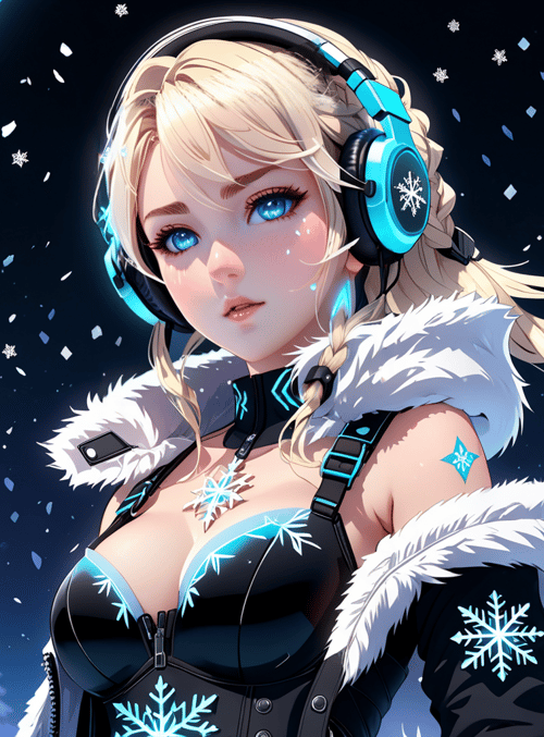blonde, girl, snow