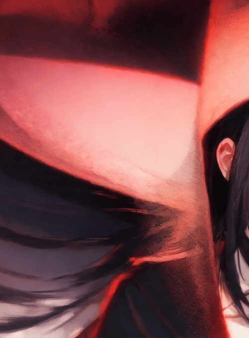 anime girl, hooded figure, red cloak