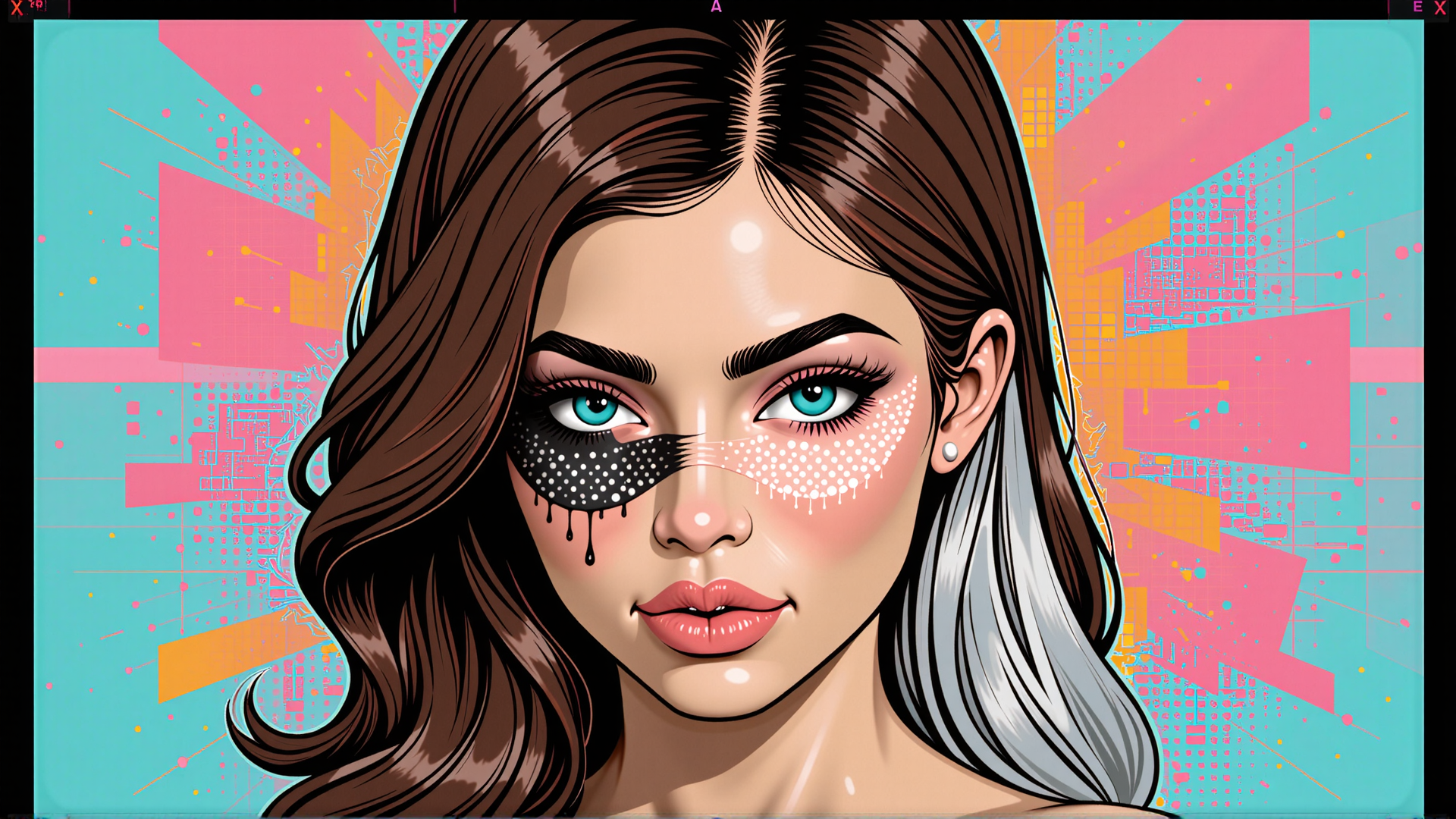AI generated wallpaper featuring woman, portrait, hair, eye, ear, earring