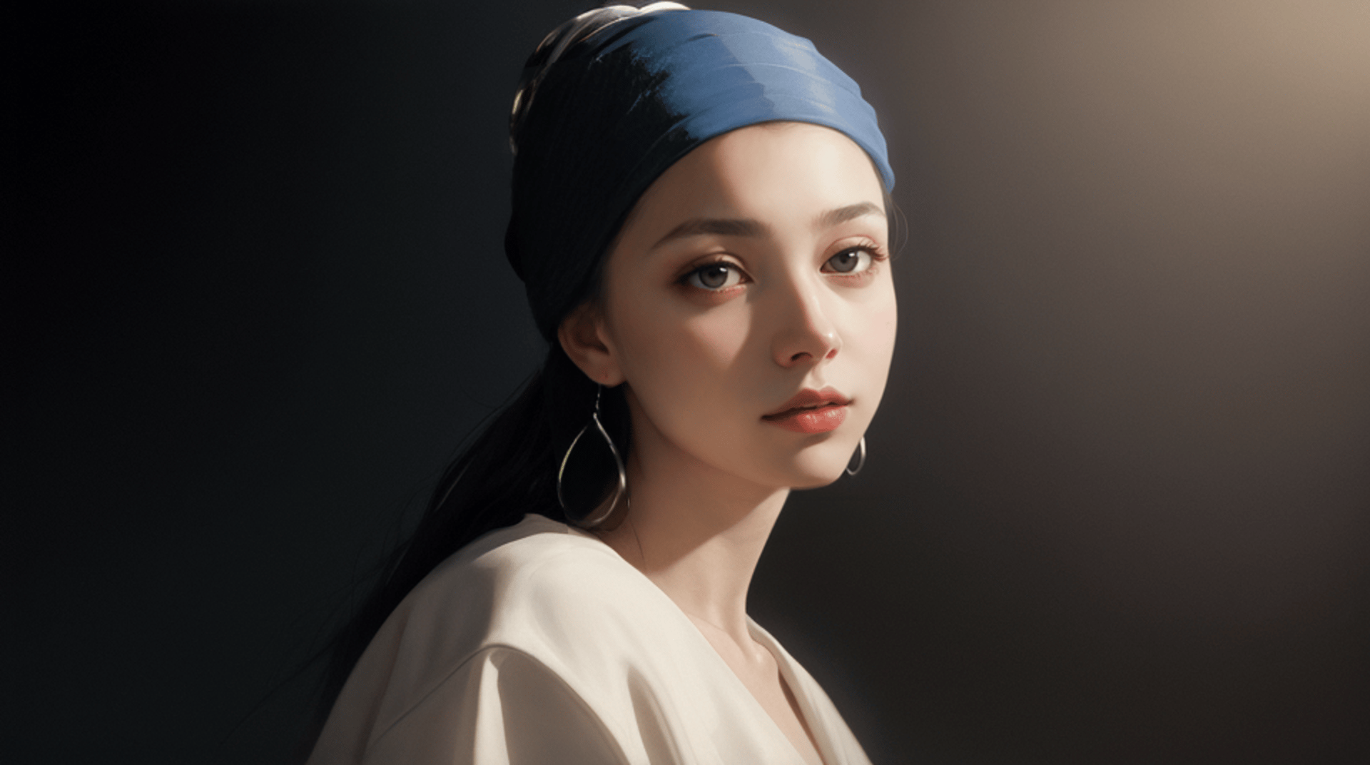 AI generated wallpaper featuring woman, headscarf, earrings