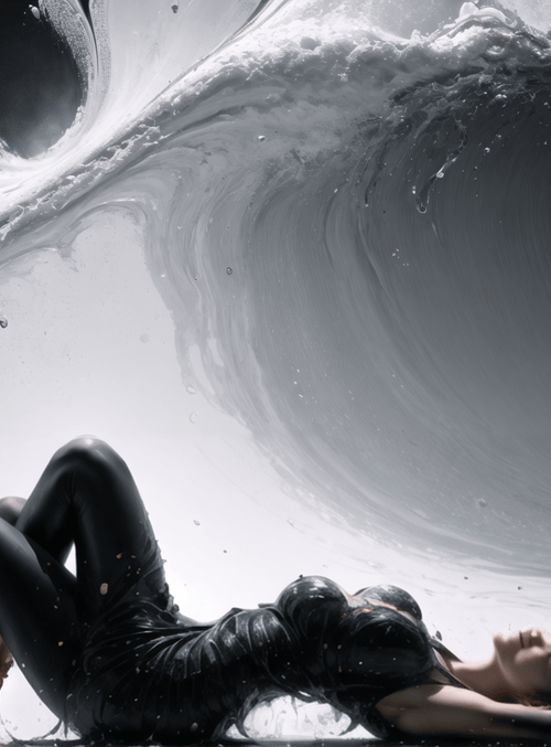 woman, ink, liquid