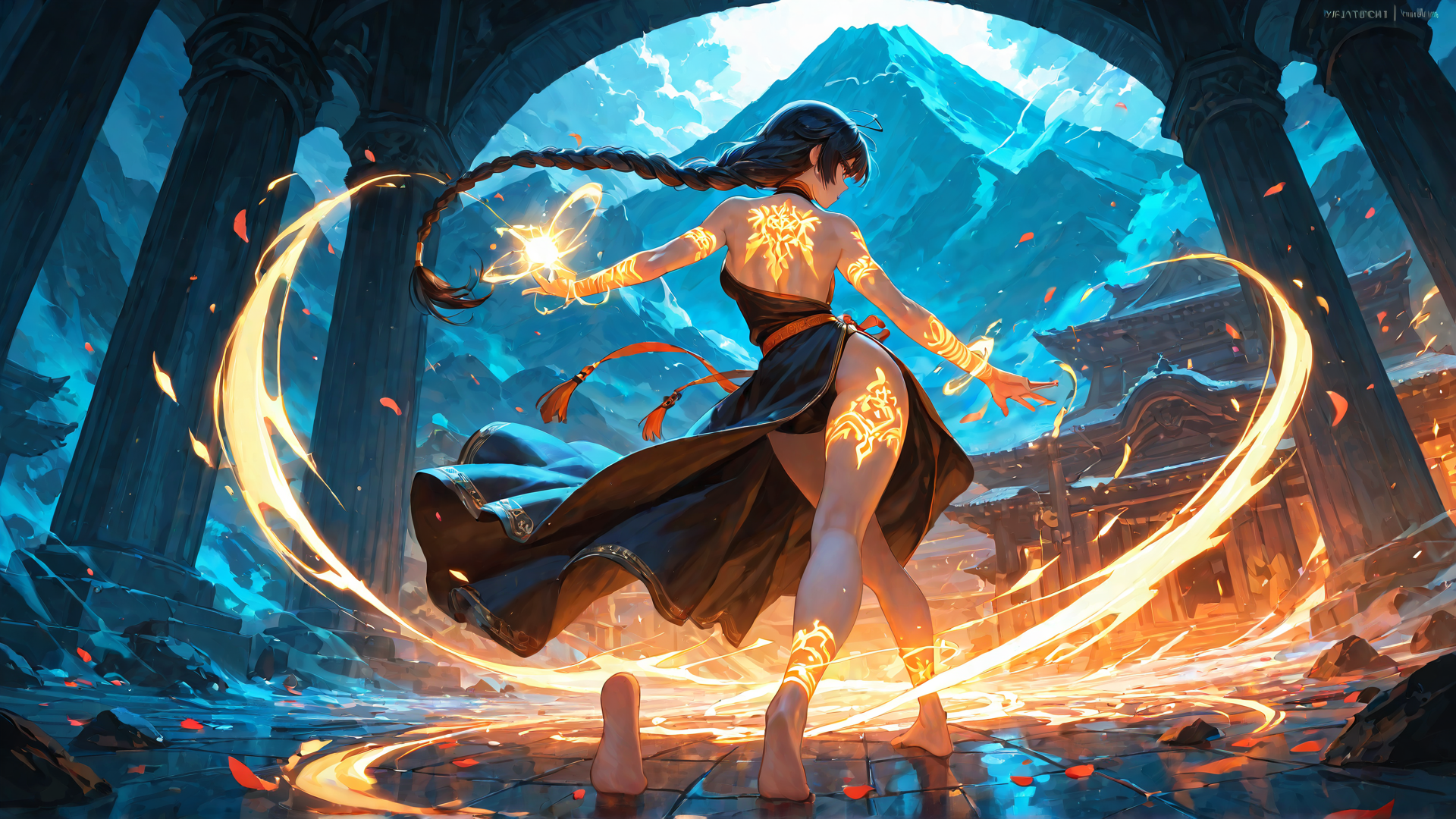 AI generated wallpaper featuring woman, mage, goddess