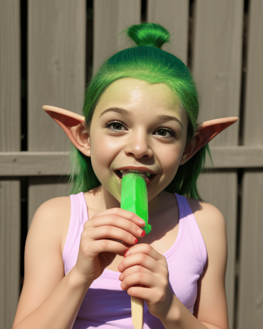 AI generated wallpaper featuring girl, elf, ice cream