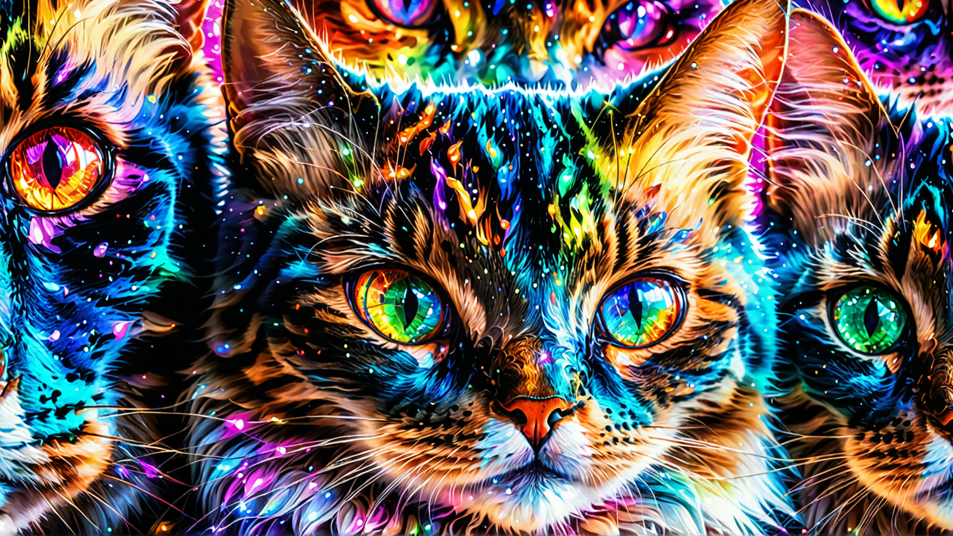 AI generated wallpaper featuring cats, kittens, feline
