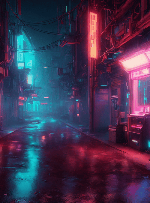 street, neon, buildings