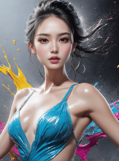 woman, paint, swimsuit