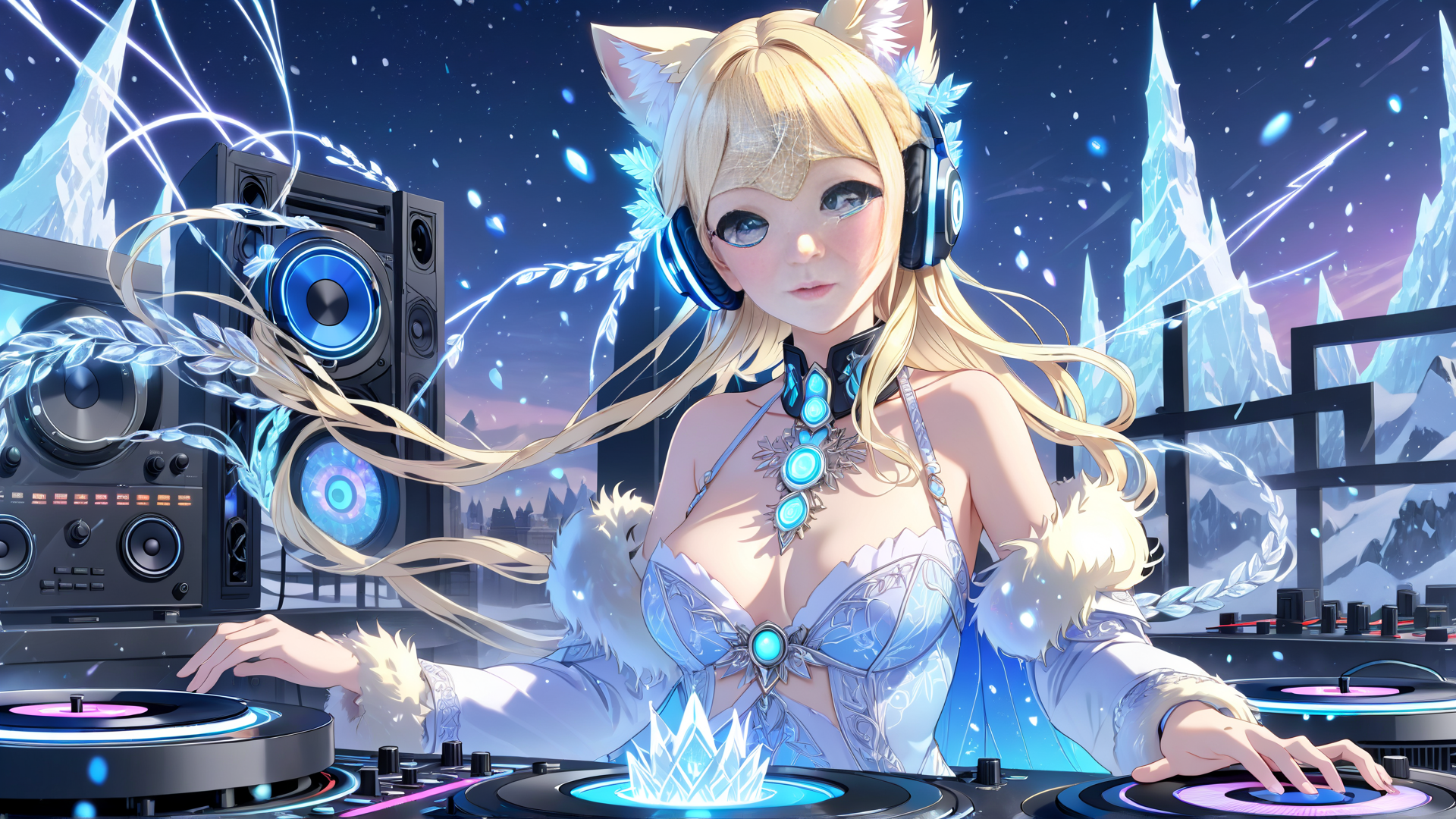 AI generated wallpaper featuring dj, fox, character