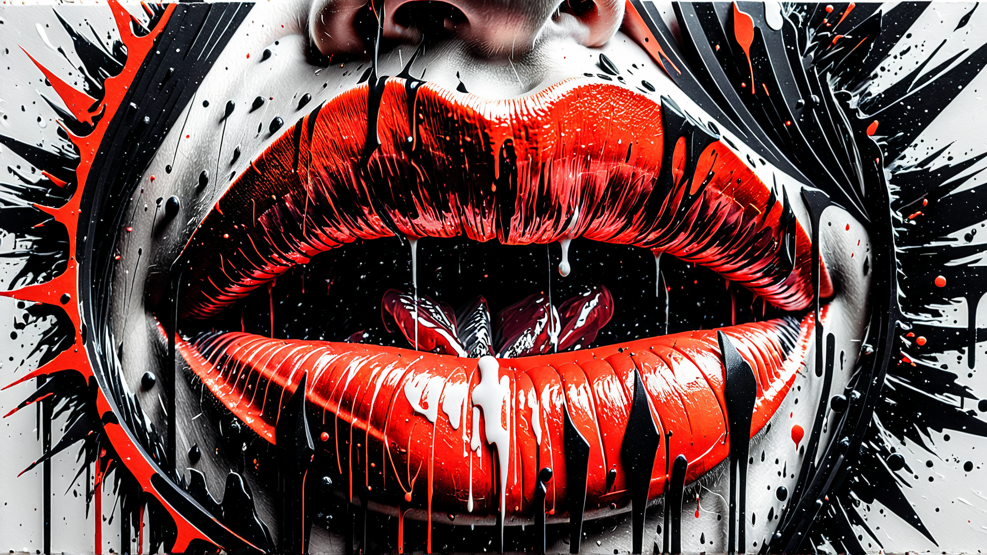 AI generated wallpaper featuring lips, face, butterfly