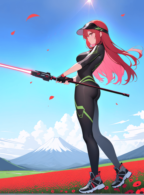 woman, gun, flower