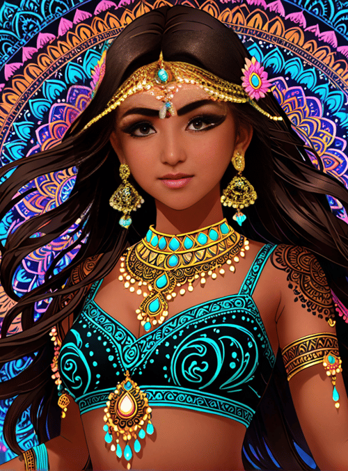 woman, mandala, jewelry
