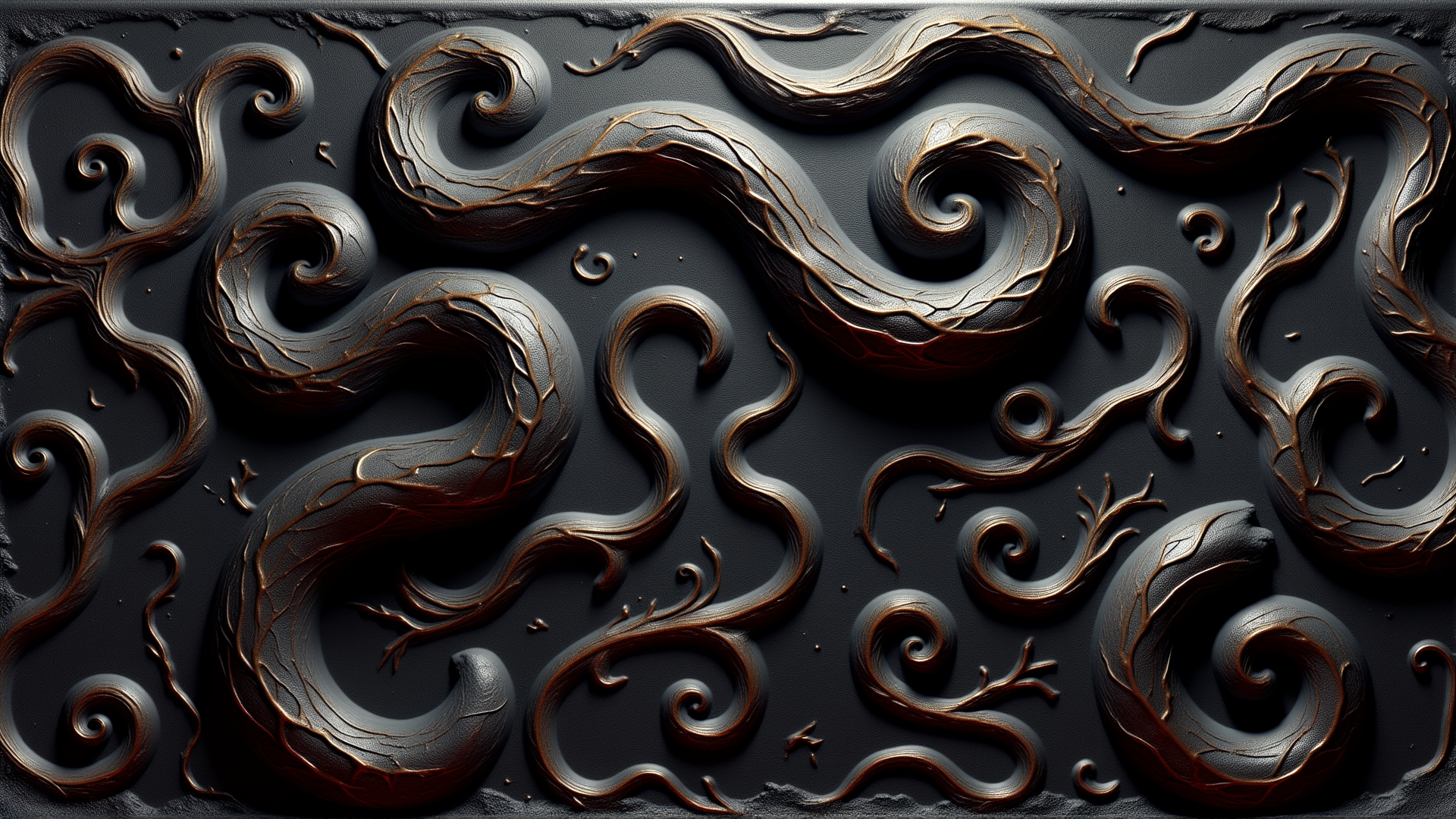 AI generated wallpaper featuring scrolls, whirls, swirls