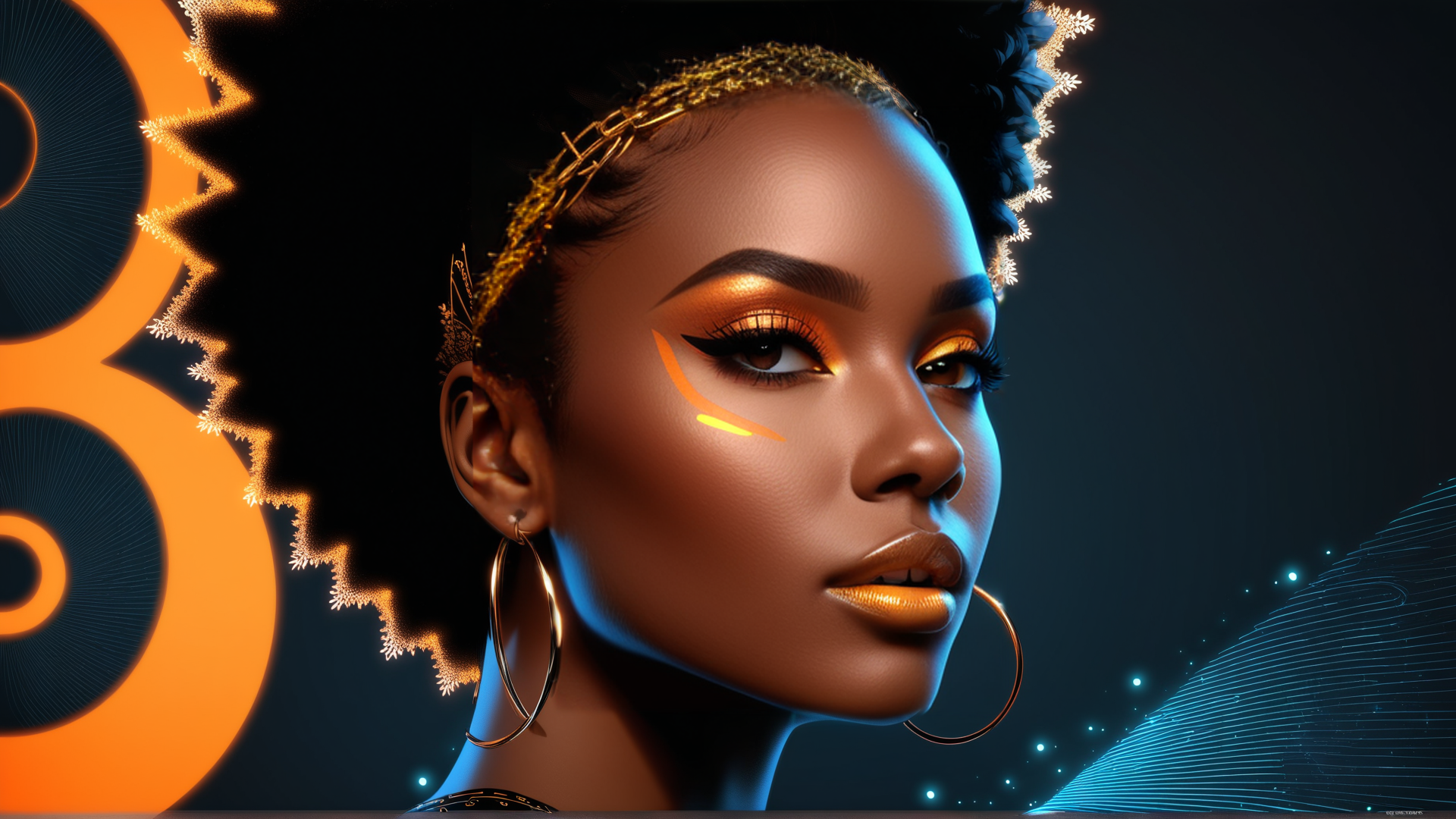 AI generated wallpaper featuring woman, geometric, glow