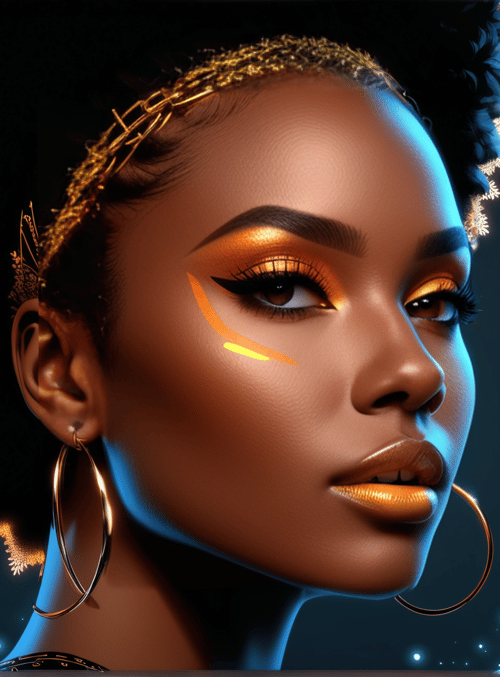 woman, geometric, glow
