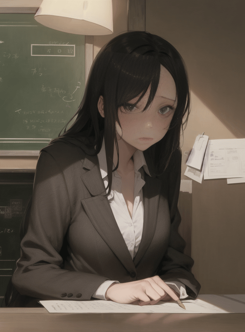 woman, teacher, desk