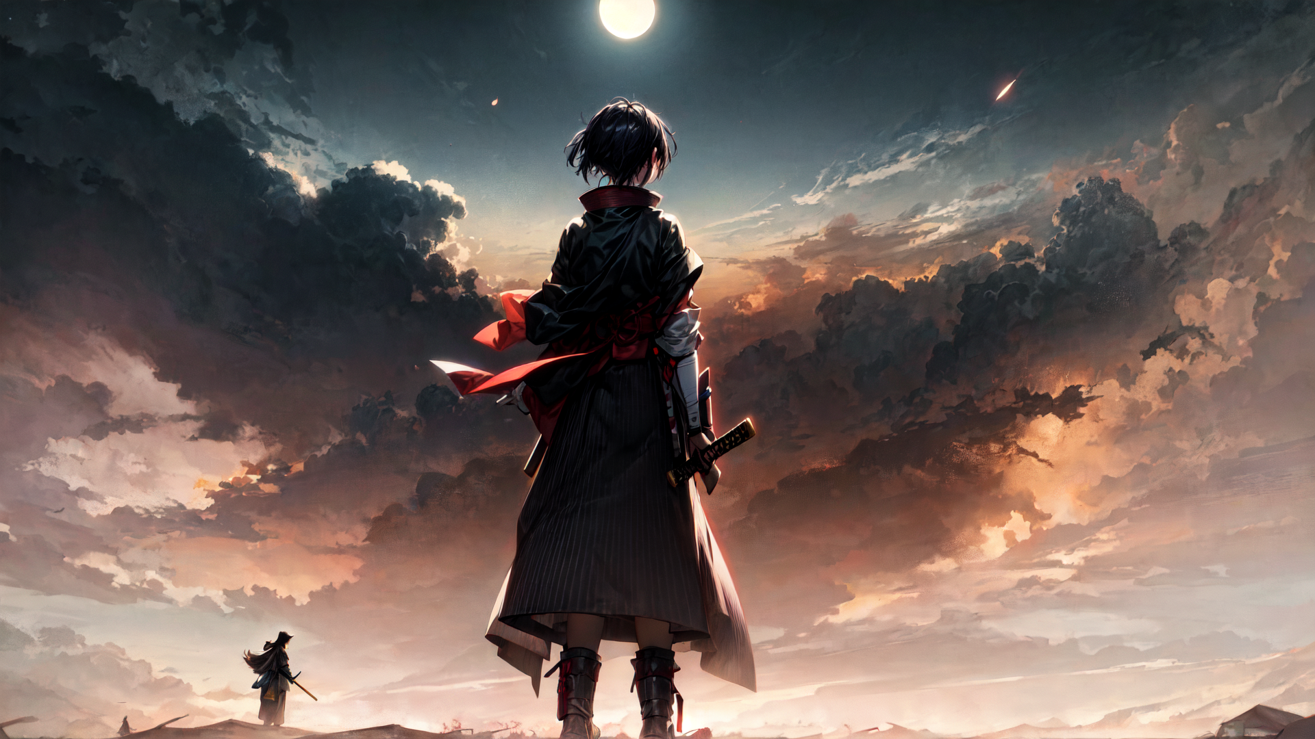 AI generated wallpaper featuring samurai, warrior, sword