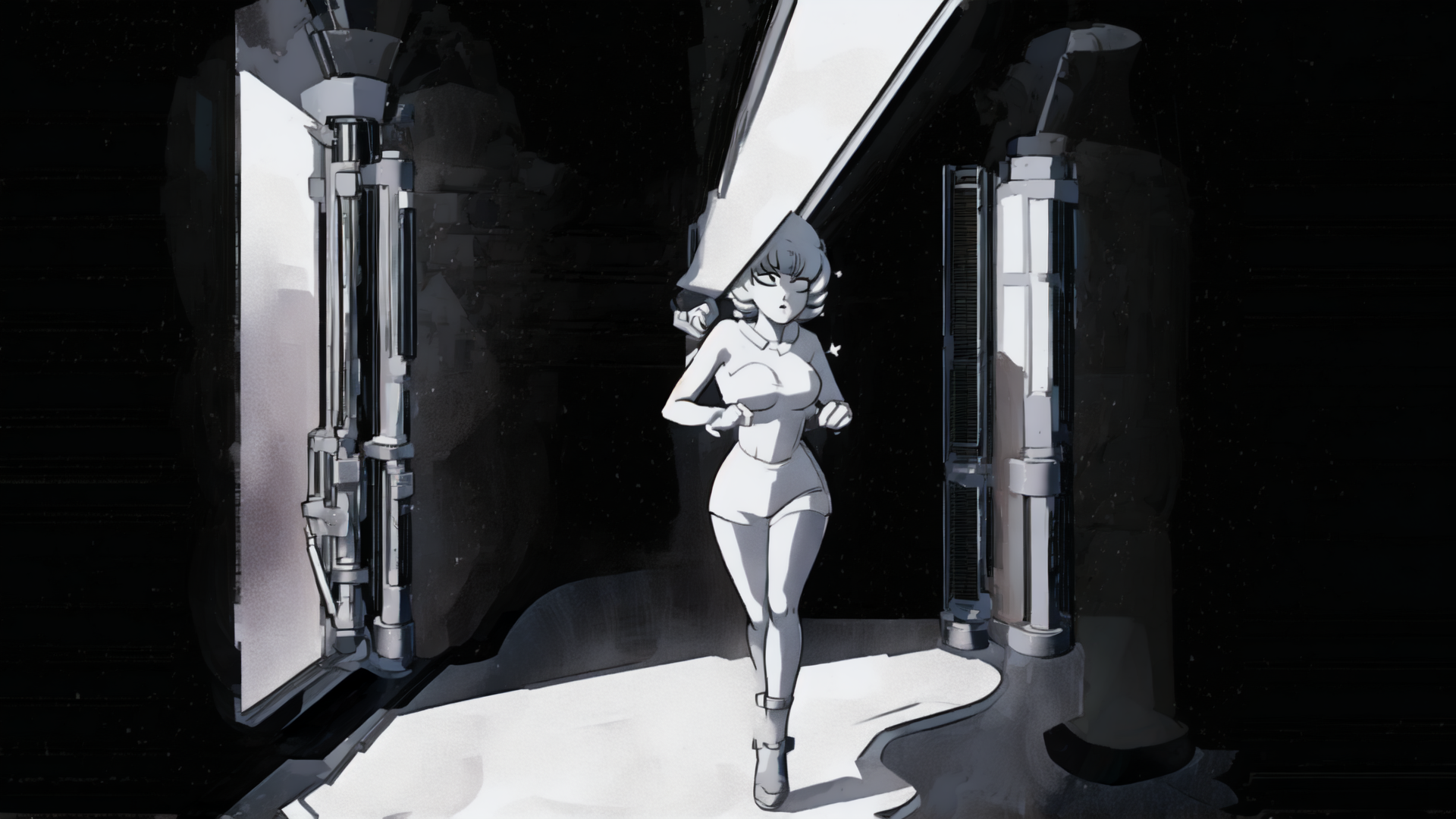 woman, mechanical, structure