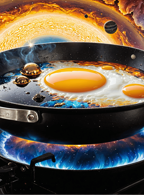 egg, pan, galaxy