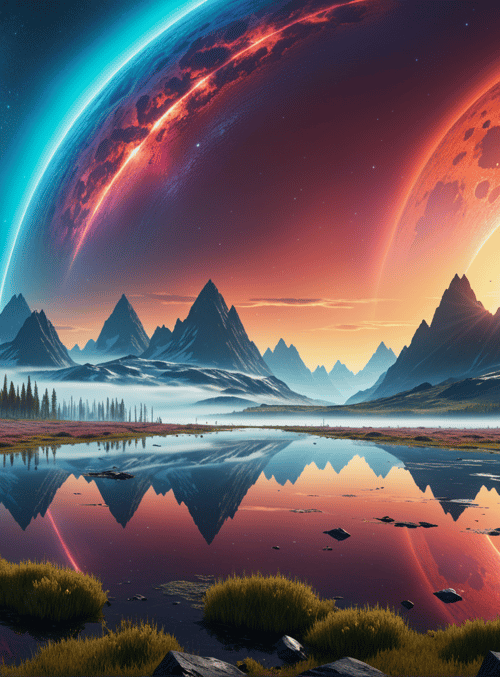 mountains, planet, lake