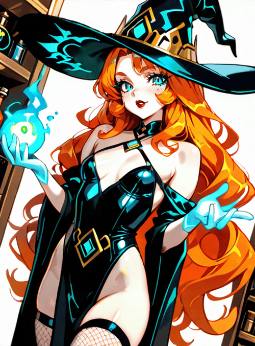 witch, woman, hats, books, bottles, gloves, dress, hair, sphere, books