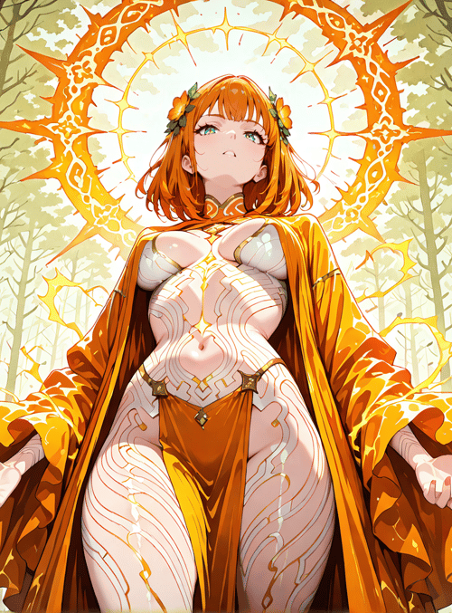woman, forest, sun, flowers, trees, crown