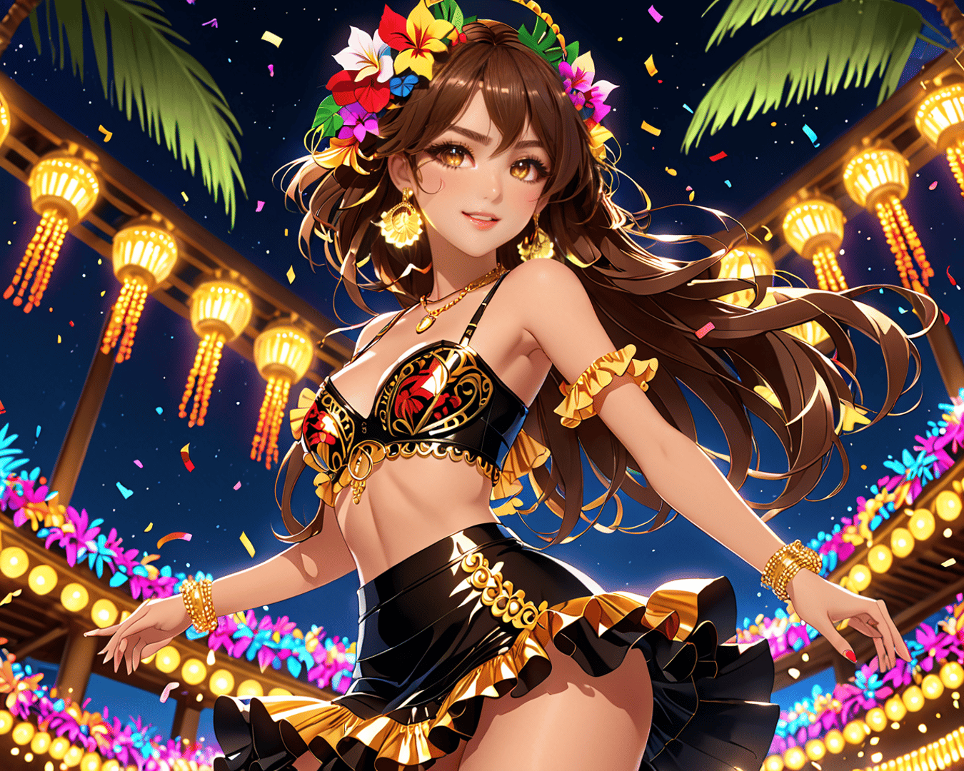 AI generated wallpaper featuring woman, dancer, lantern