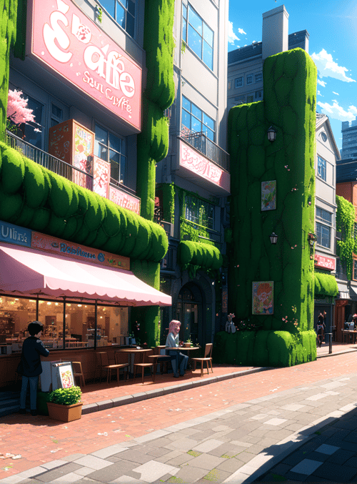 street, cafes, people