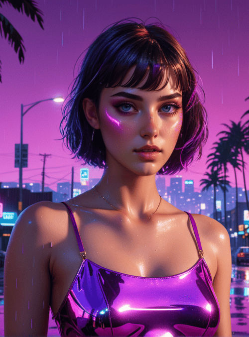 woman, palm tree, street