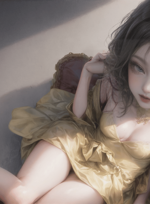 woman, chaise lounge, dress