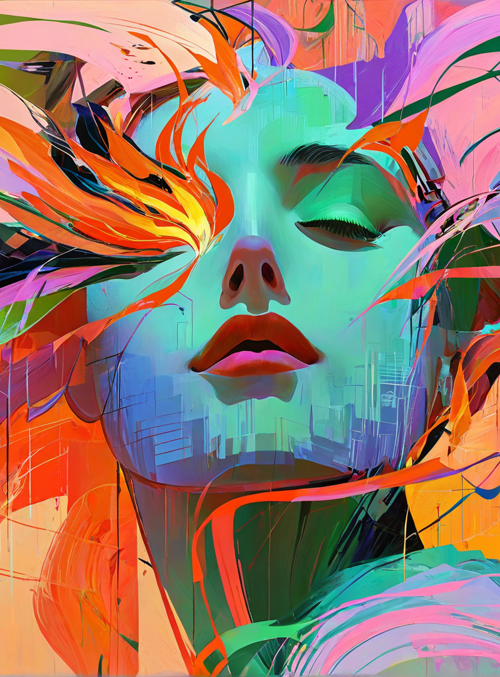 face, abstract, painting, woman, art, figure, colorful, design, digital, illustration