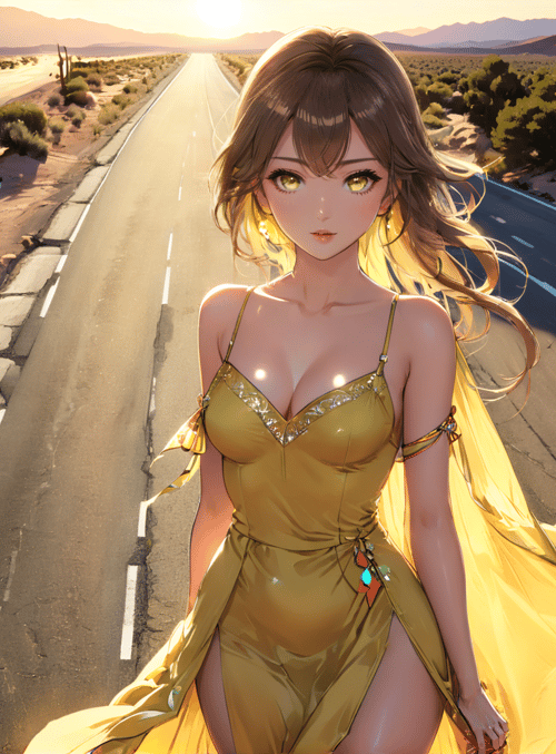 woman, desert, road