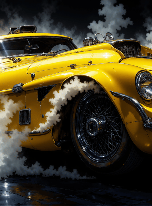 car, vintage, yellow, sports, automobile