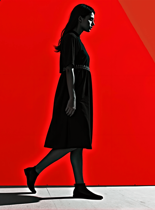 woman, silhouette, dress, walking
