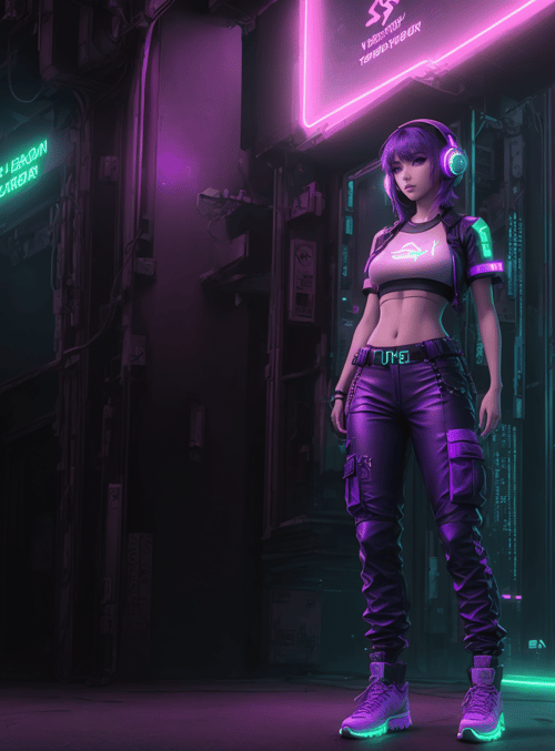 cyberpunk, woman, neon
