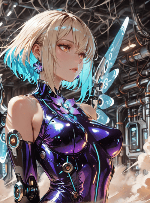 cyborg, woman, robotic, wings, fashion, mechanical, armor, digital, anime, cyberpunk