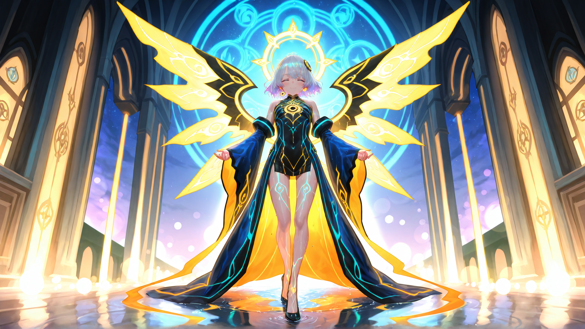 AI generated wallpaper featuring angel, character, goddess